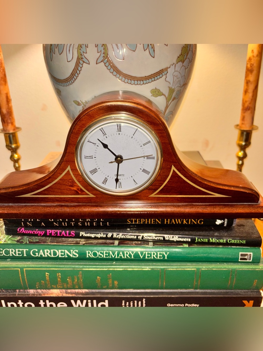 Vintage Bombay Co. brown Wood Mantle Clock
